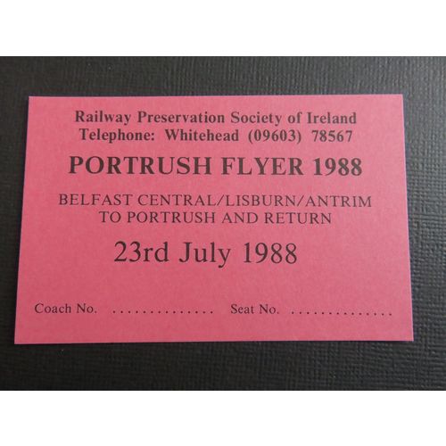 Railway Preservation Society of Ireland Portrush Flyer 1988 Ticket #10