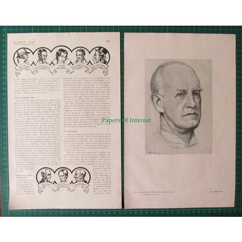 X1203) John Galsworthy Author - 1933 Article