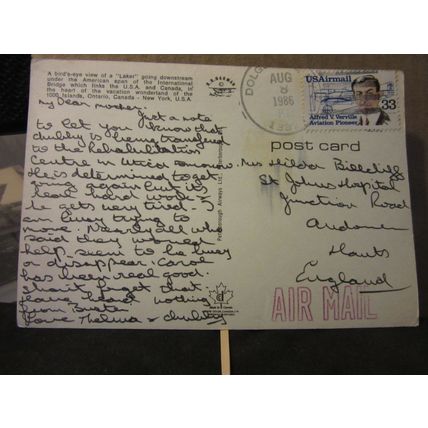 'A LAKER', 1000 ISLANDS, ONTARIO, CANADA used postcard 1986 pm =