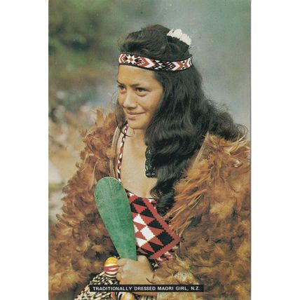 6x4 Continental size printed Maori Girl Traditionally Dressed New Zealand
