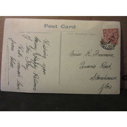 BIRTHDAY GREETINGS .used vintage postcard by A.M.C. 1925 pm