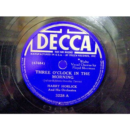 Harry Horlick-Three O'clock In The Morning/Masquerade-10" LP-1940-VG *Decca 3228