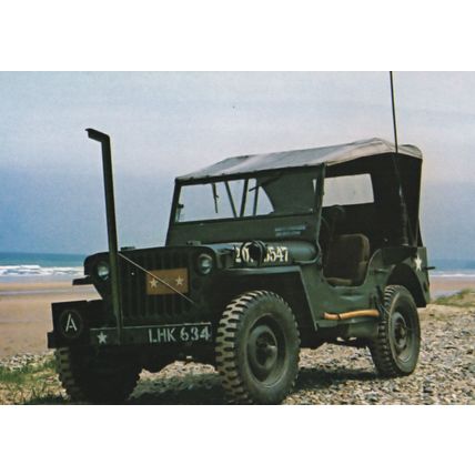 Willys Jeep Third US American Army Tank Omaha Beach Postcard
