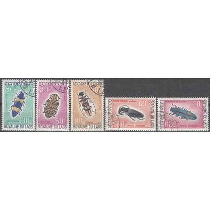 Laos 1968 Michel 235 - 239 O Cote (2006) 4.00 Euro Coléoptères Cachet rond