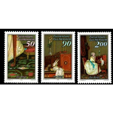 ZAYIX Liechtenstein 898-900 MNH Paintings, Details The Letter Flowers 031622-S35