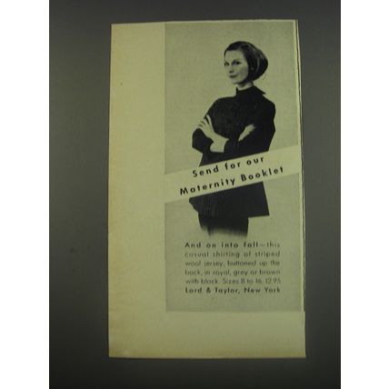 1956 Lord & Taylor Maternity Fashion Advertisement