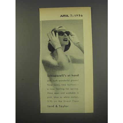 1956 Lord & Taylor Schiaparelli Gloves Advertisement