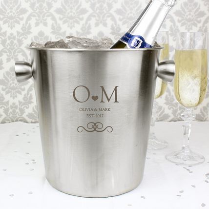 Ice Bucket Stainless Steel personalised couples dad mum father anniversary
