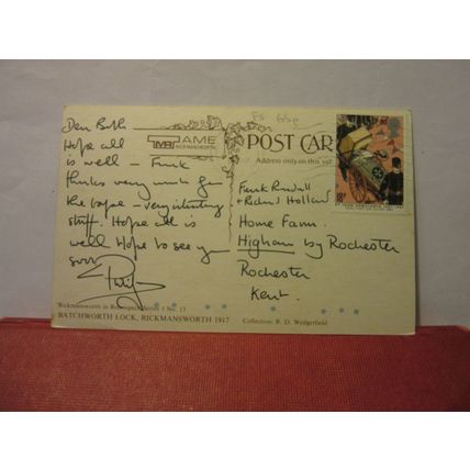 BATCHWORTH LOCK, RICKMANSWORTH, HERTFORDSHIRE used repro postcard 1987 stamp =