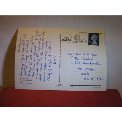 CARPET GARDENS, EASTBOURNE, SUSSEX used postcard by Leo Cards 1991 pm =
