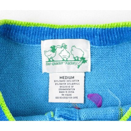 NEW The Quacker Factory Embellished Spring Easter Aqua Cardigan Sweater, M