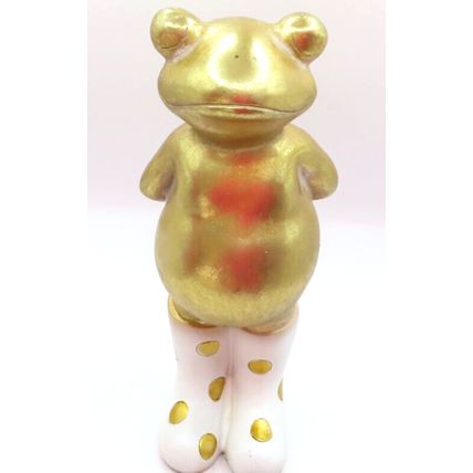 Standing Frog Figurine with Wellies 24 CM Antique Gold Colour Christmas Gift
