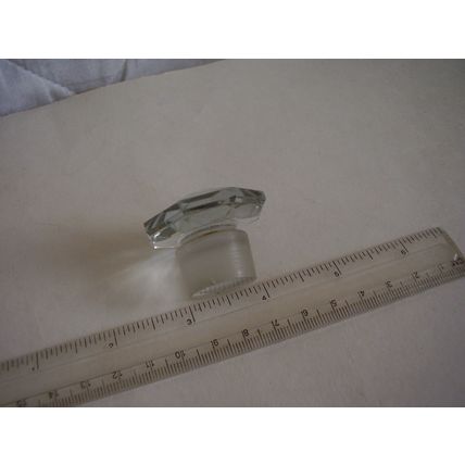 Vintage Art Deco Perfume Bottle Stopper Geometric Octagon Clear Glass Top