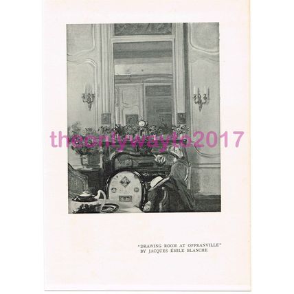 Drawing Room, Offranville, by J E Blanche, Book Illustration, c1910
