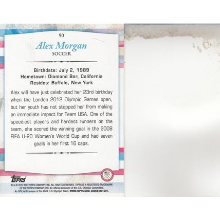 ALEX MORGAN 2012 AUTOGRAPHED USA OLYMPIC WOMENS GOLF MEDAL CHAMPION SOCCER PLAYR