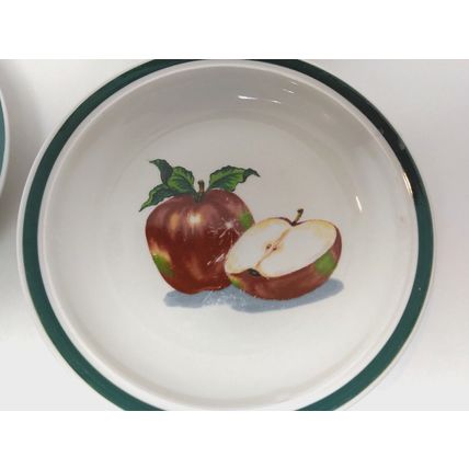 (4) Main Stays Home Ceramic - Salad Serving Plates - Apple Design - Farmhouse