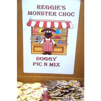 DOG CHOC TREAT BOX REGGGIES PIC N MIX MONSTER CHOC Dog Chocolate Selection Box L