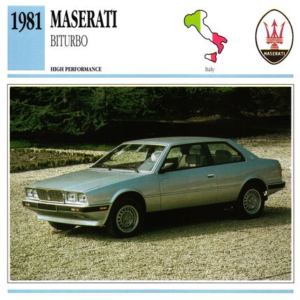 Collectors Club card. Classic Cars. Maserati Biturbo
