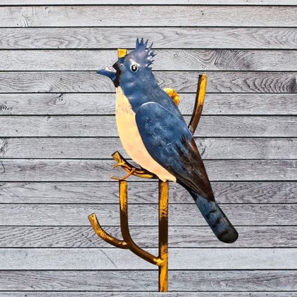 Blue Jay Bird Metal Wall Hanger - Plant - Accessories - Crafts