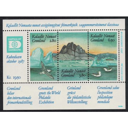 Greenland Birds Coastal view of Greenland by Jens Lorentzen MS 1987 MNH