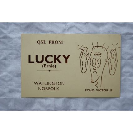 1986 QSL Card Lucky Ernie, Watlington, Norfolk