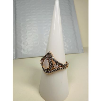 Bomb Party Sz8 Revealed BP Ring Fashion Jewelry RBP White Agate Rose Gold P