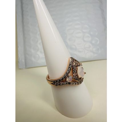 Bomb Party Sz8 Revealed BP Ring Fashion Jewelry RBP White Agate Rose Gold P