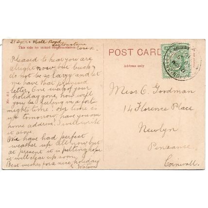 PRINTED POSTCARD OF EAST PROMENADE CLACTON-ON-SEA ESSEX POSTED 1910 (4216)