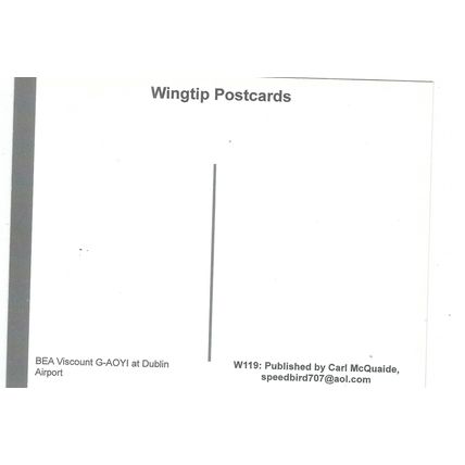 VISCOUNT AIRCRAFT B.E.A.. AT DUBLIN AIRPORT CARD NO W 119