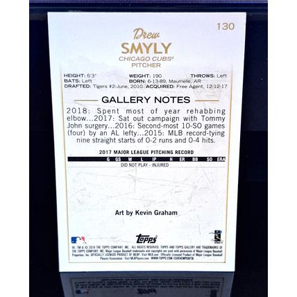 DREW SMYLY 2018 TOPPS GALLERY BASEBALL CARD #130