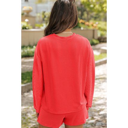 Gold Flame Heart Shape Graphic Corded Pullover and Shorts Outfit