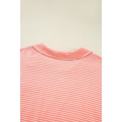 Orange Stripe Loose Polo T Shirt and Shorts Plus Size 2pcs Outfit