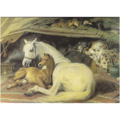 Colour Postcard - The Arab Tent by Edwin Landseer