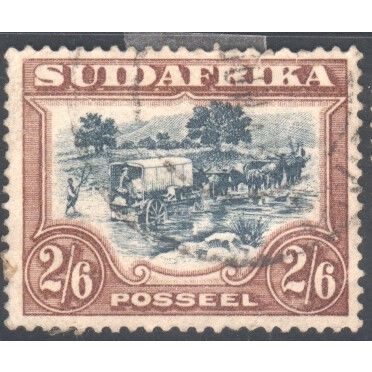 South Africa 1926 - SG49b - 2s/6 blue/brown - Ox-waggon - used