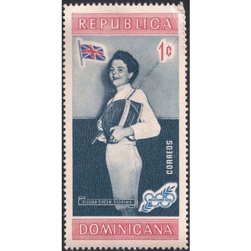 DOMINICAN REPUBLIC, OLYMPICS, Gillian Sheen, pink 1958, 1c