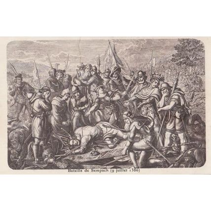 Bataille De Sempach 1386 Antique Switzerland Medieval Battle Military Postcard