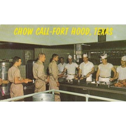 Officers Mess Fort Hood Texas Serving Food Line Military Postcard