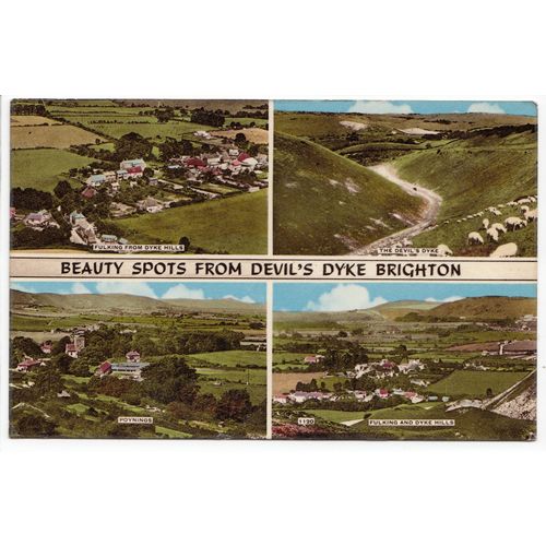 Beauty Spots from Devil's Dyke Near Brighton Postcard 1120