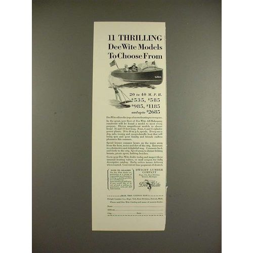 1930 Dee Wite Runabout Boat Ad - 11 Thrilling Models
