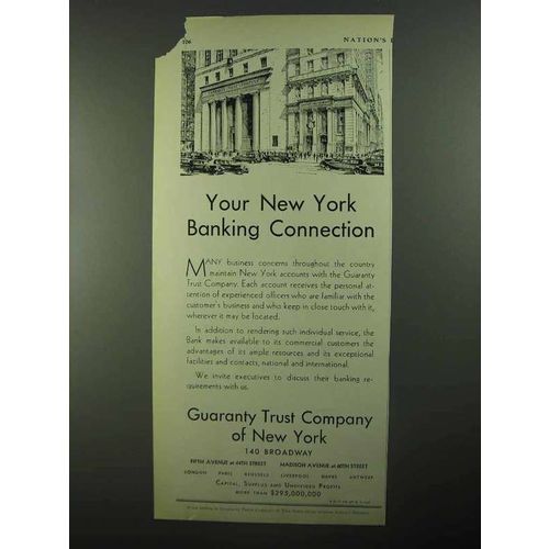 1931 Guaranty Trust Company of New York Ad - Banking