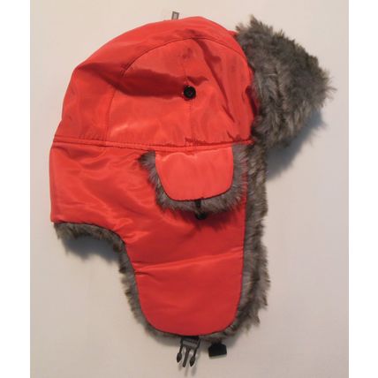 Light Red Unisex Winter Hat Ear Flap Winter Activities Shiny One Size