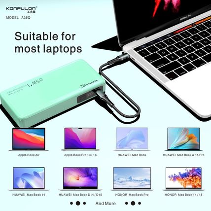 Konfulon 65W Power Bank 20000mAh for Phone iPad MacBook 45W Laptop Kodak Surface
