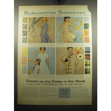 1957 Burlington Industries Ad - Dream up any Dress in the world