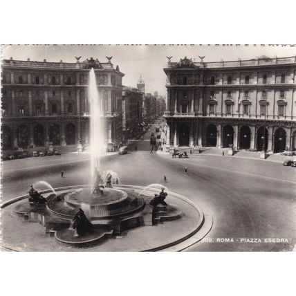 Piazza Esedra Roma Italy RP postcard posted 1906 tear