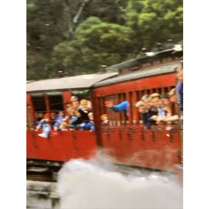 Puffing Billy Railway Train Empty Mac's Collectible Tin Container Display