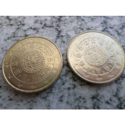 Portugal - 2 differently dated - 10 euro cent coins - dated 2002 and 2016