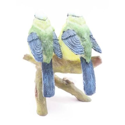 Figurine Bluetit Birds on a Blossom Branch 9 CM Home Decor Ornament Gift Collect