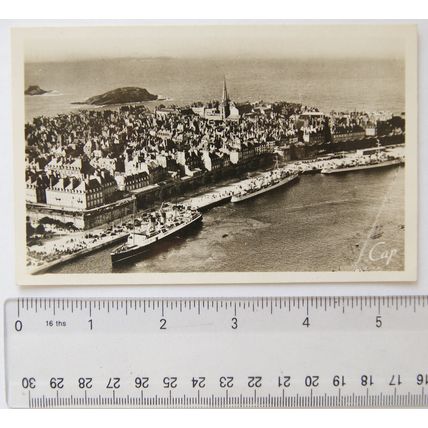 1958 postcard Saint Malo, aerial view