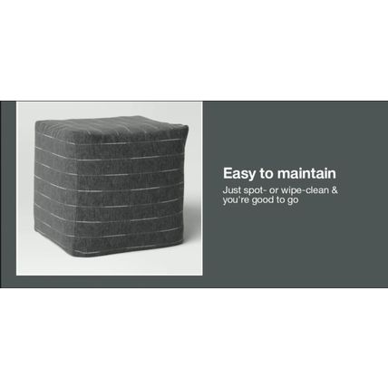 18"x18" Outdoor Patio Pouf Charcoal Dash - Threshold