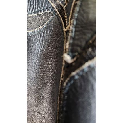 Vintage UNIK Black Leather Motorcycle jacket Womans M Fringe Rose Inlay Lined